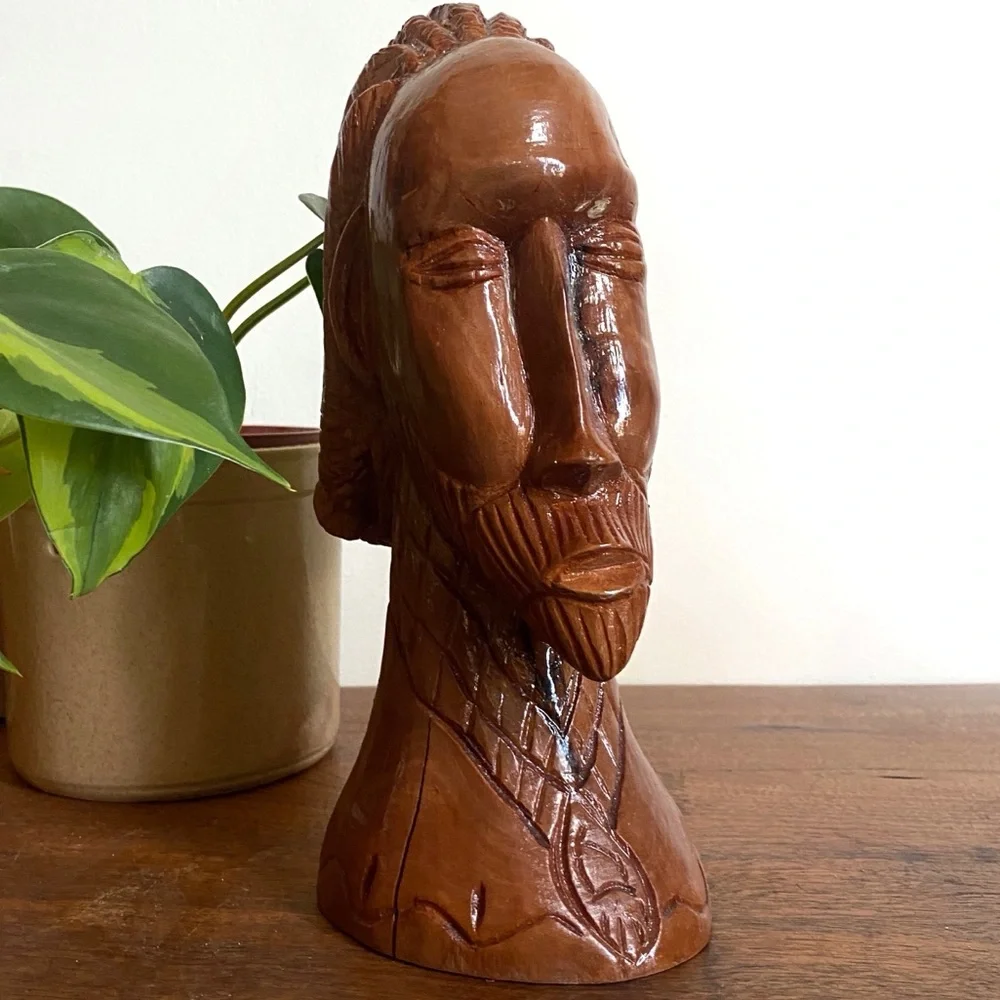 Carved Wooden Male Sculpture Handmade Tribal Folk Art Solid Wood Decor African